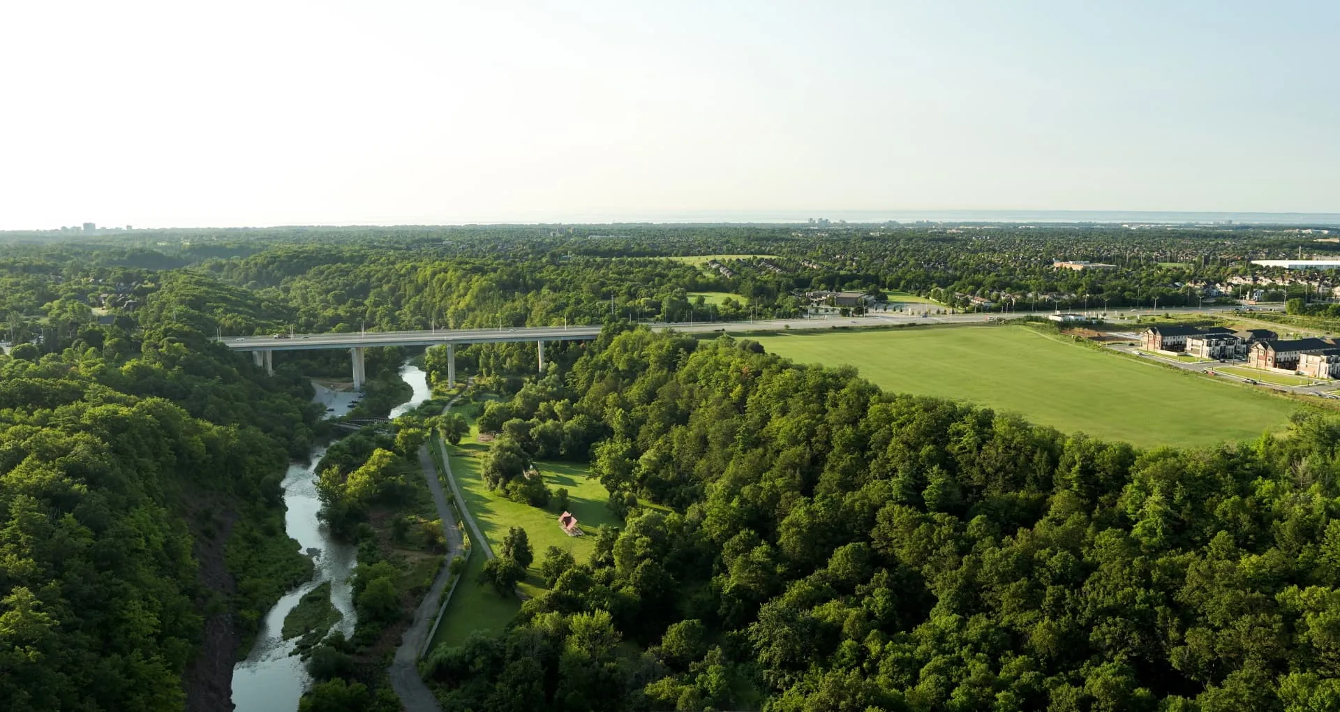 Five Oaks Oakville aerial view over Sixteen Mile Creek